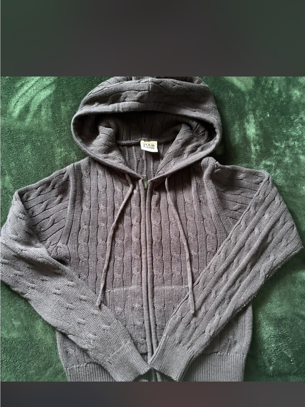 Harlow Gray Cable Knit Zip-Up Hoodie Sweater
